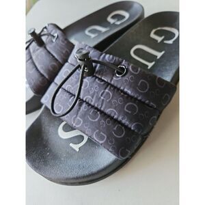 GUESS SLIDES SANDALS Black Puffy Quilted Black Sz 5